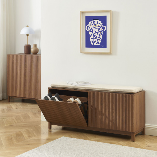 Belly - Banc d'entrée avec rangement à chaussures en bois L112cm