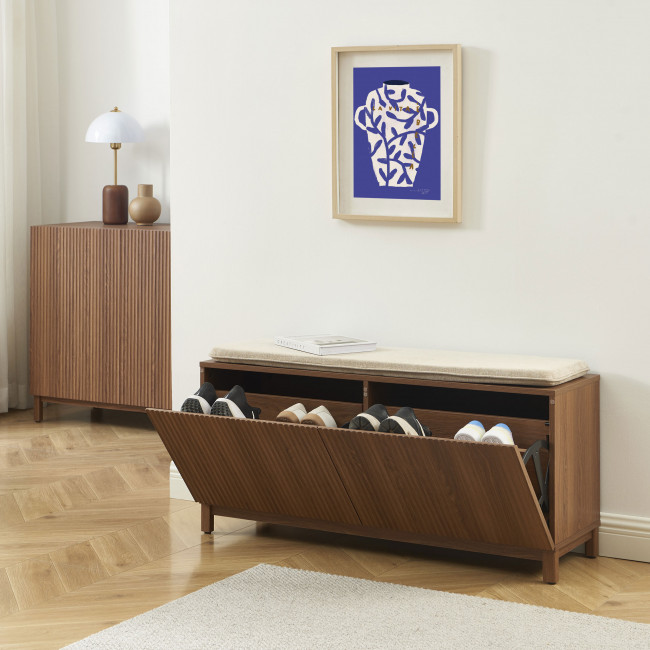 Belly - Banc d'entrée avec rangement à chaussures en bois L112cm