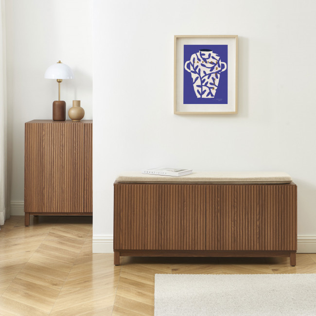 Belly - Banc d'entrée avec rangement à chaussures en bois L112cm