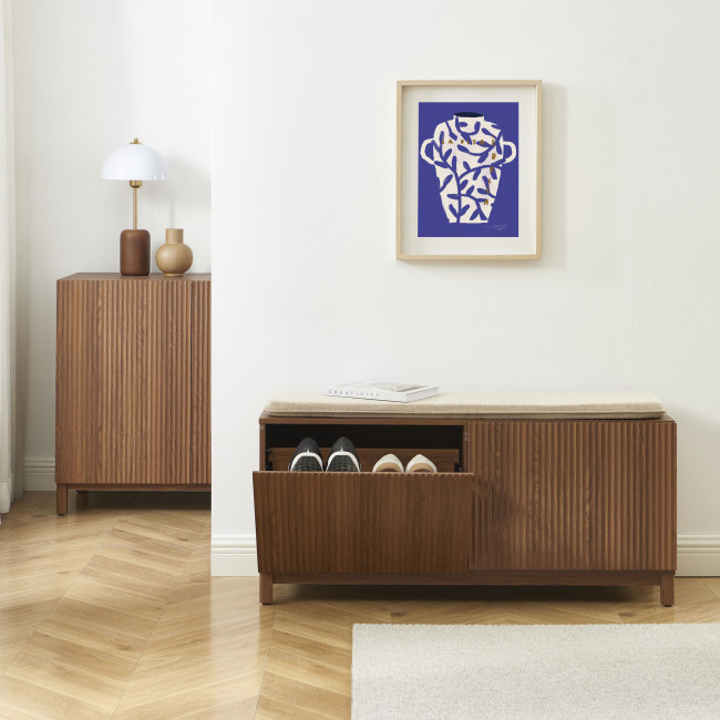 Belly - Banc d'entrée avec rangement à chaussures en bois L112cm