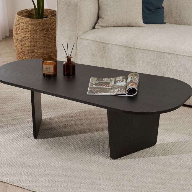 Soma - Table basse ovale en bois 130x65cm