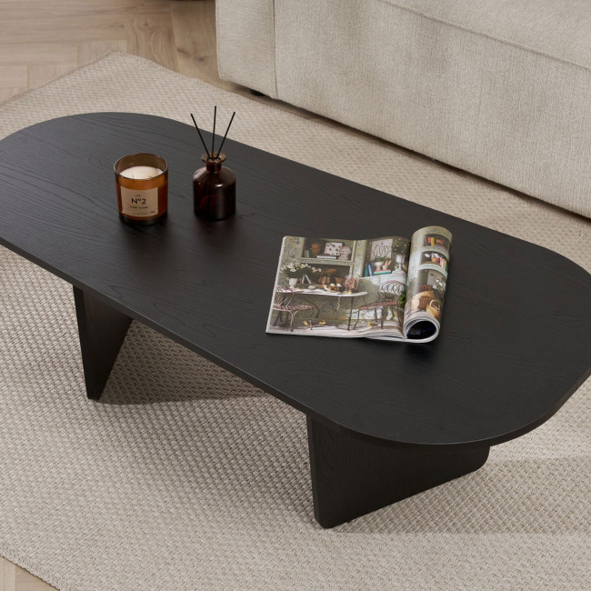 Soma - Table basse ovale en bois 130x65cm