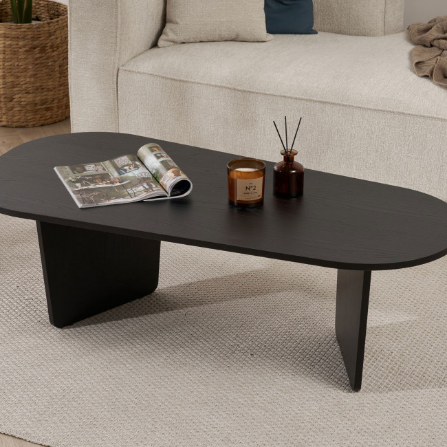 Soma - Table basse ovale en bois 130x65cm