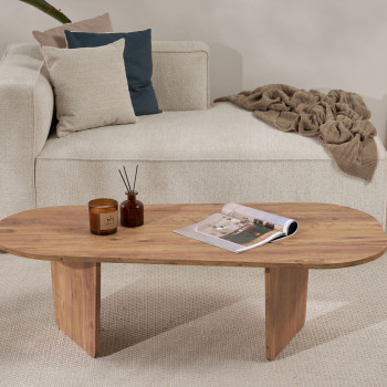 Soma - Table basse ovale en bois 130x65cm