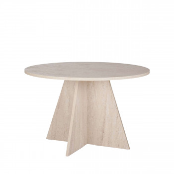 Naro - Table à manger 4 personnes ronde effet travertin