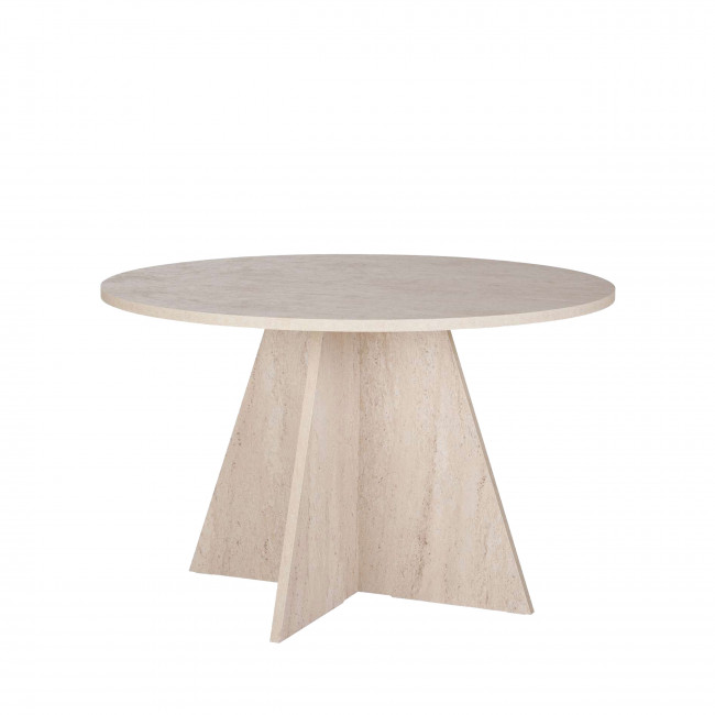 Naro - Table à manger 4 personnes ronde effet travertin