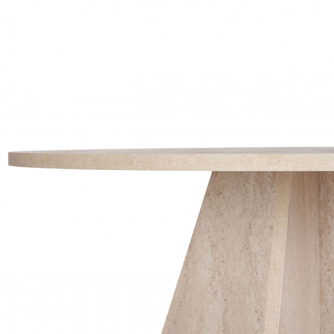 Naro - Table à manger 4 personnes ronde effet travertin