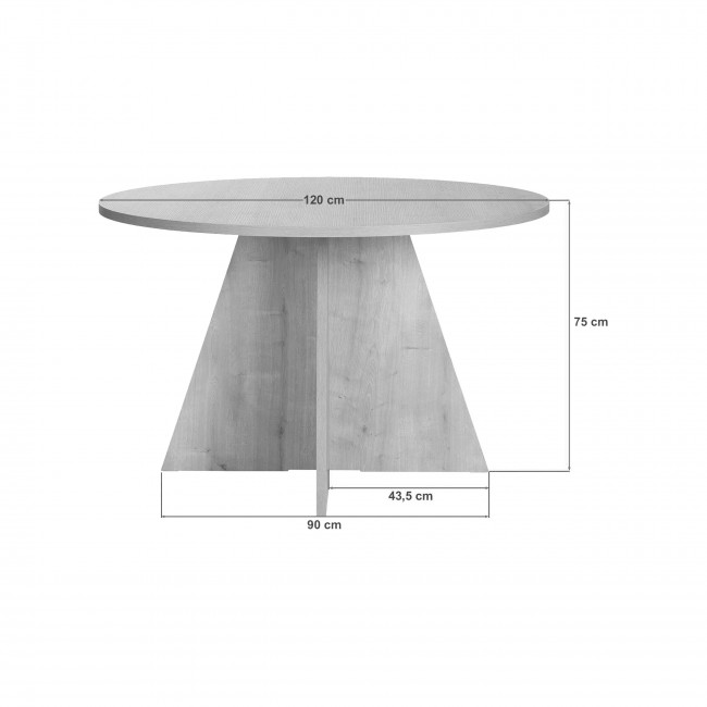 Naro - Table à manger 4 personnes ronde effet travertin