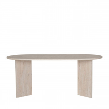 Sam - Table à manger 8 personnes effet travertin