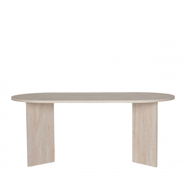 Sam - Table à manger 8 personnes effet travertin