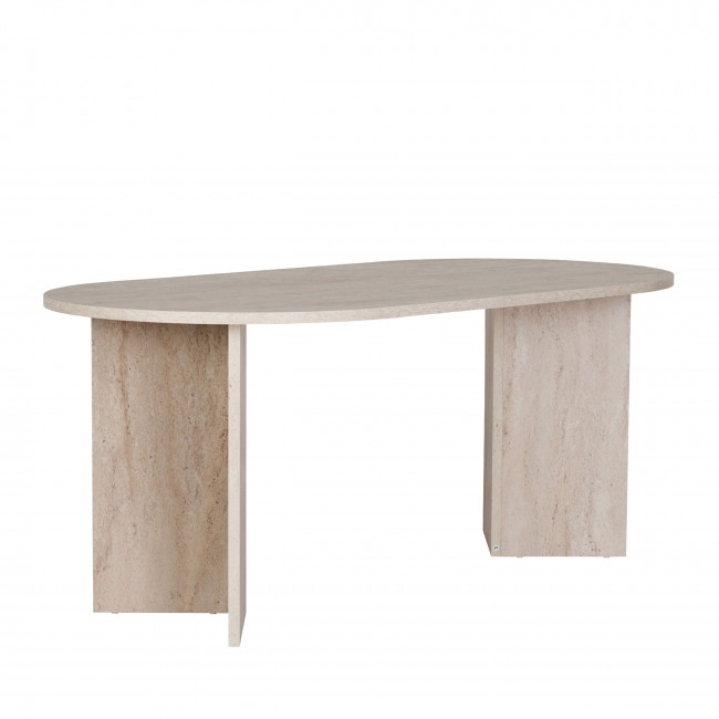 Sam - Table à manger 8 personnes effet travertin