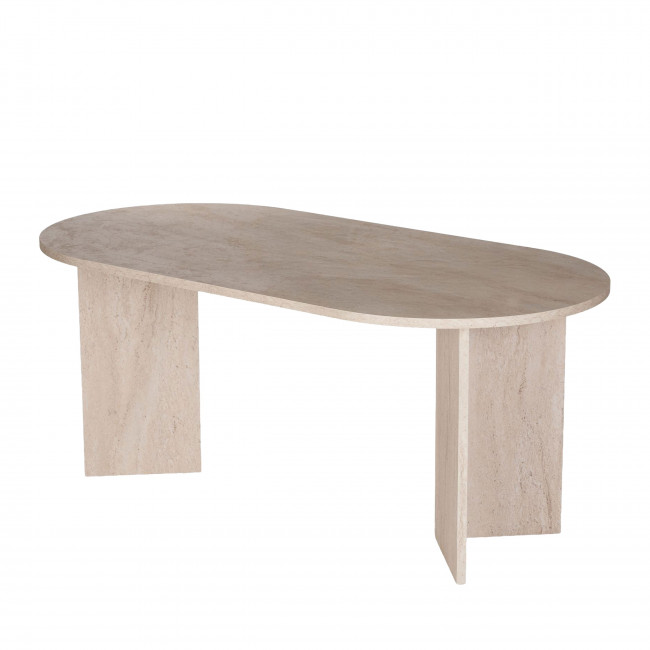 Sam - Table à manger 8 personnes effet travertin