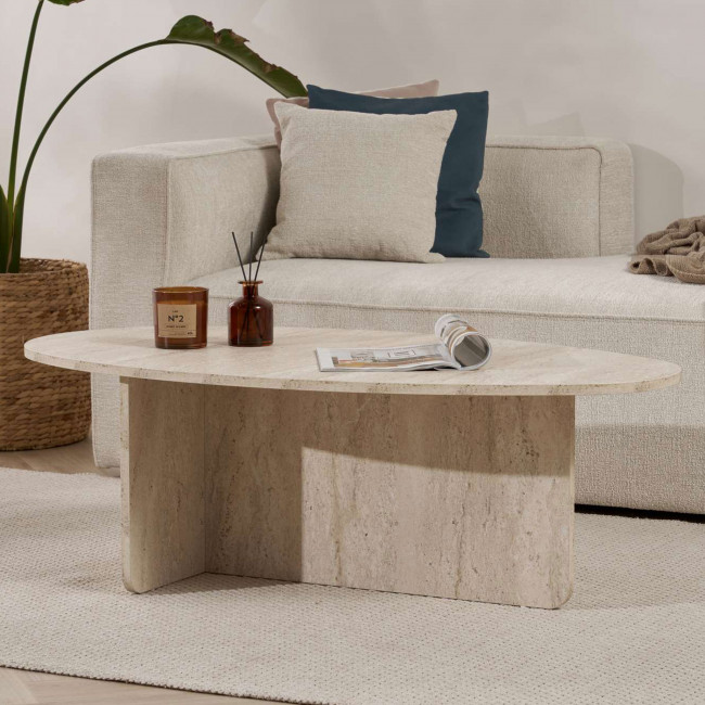 Oris - Table basse organique effet travertin 120x65cm