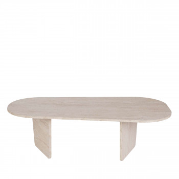Soma - Table basse ovale effet travertin 130x65cm