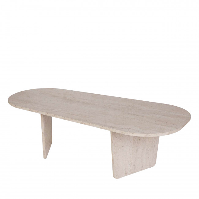 Soma - Table basse ovale effet travertin 130x65cm
