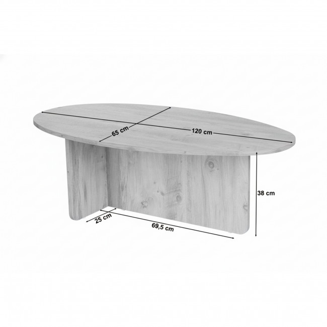 Oris - Table basse organique en bois 120x65cm