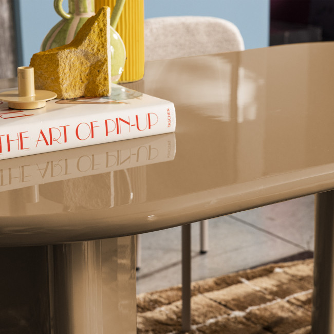 Glossi - Table à manger 8 personnes ovale en bois laqué