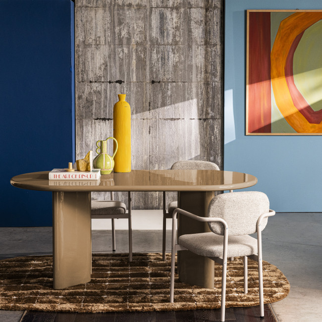 Glossi - Table à manger 8 personnes ovale en bois laqué
