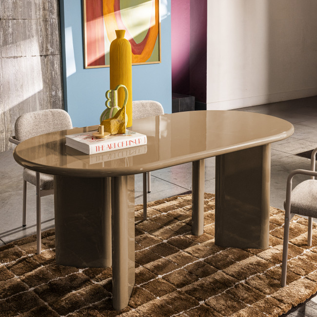 Glossi - Table à manger 8 personnes ovale en bois laqué