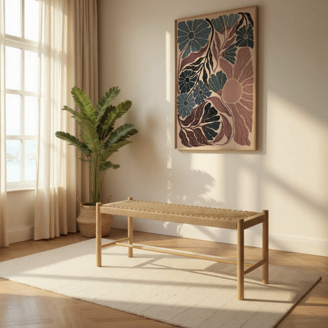 Victor - Banc en corde tressée et bois L90cm