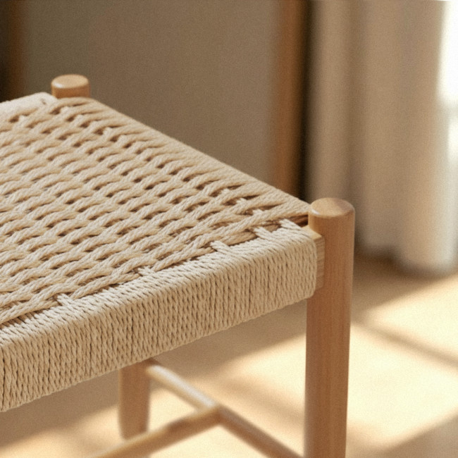 Victor - Banc en corde tressée et bois L90cm