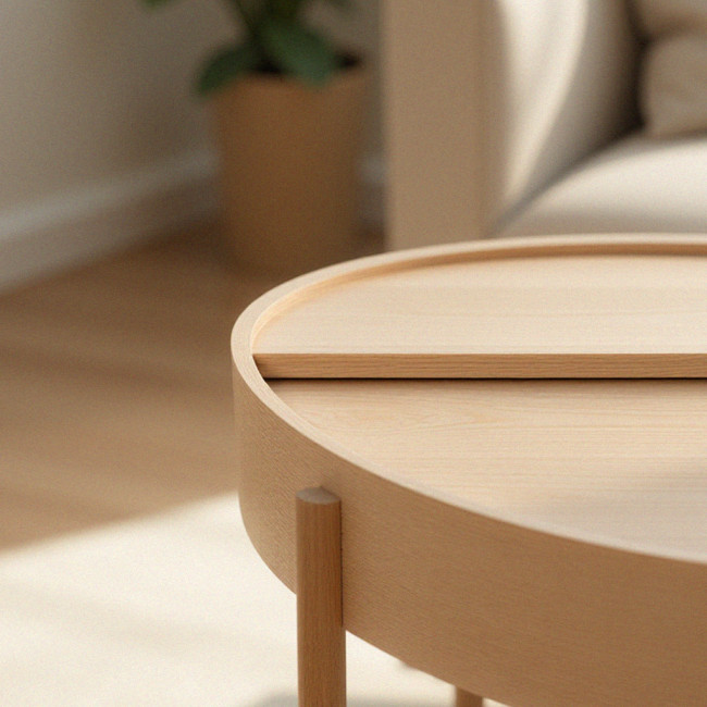 Gisele - Table basse ronde avec rangement en bois ø80cm