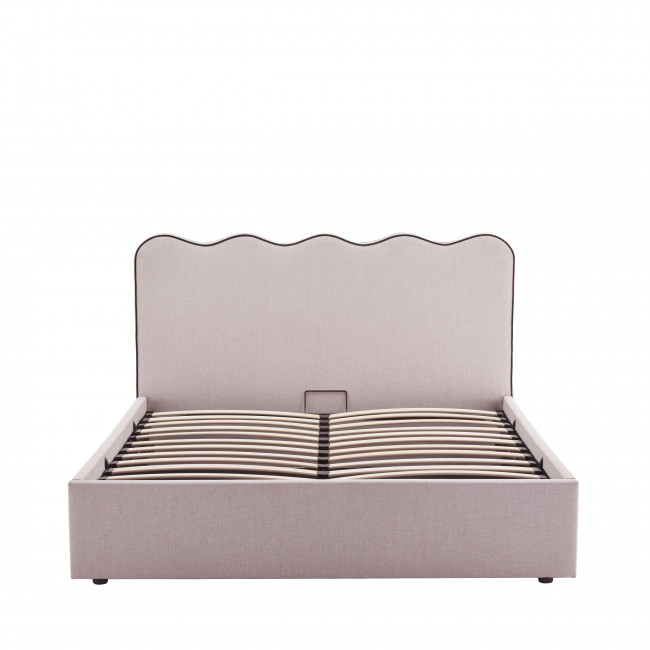 Nagoya - Lit coffre en tissu avec tête de lit ondulée 140x190cm