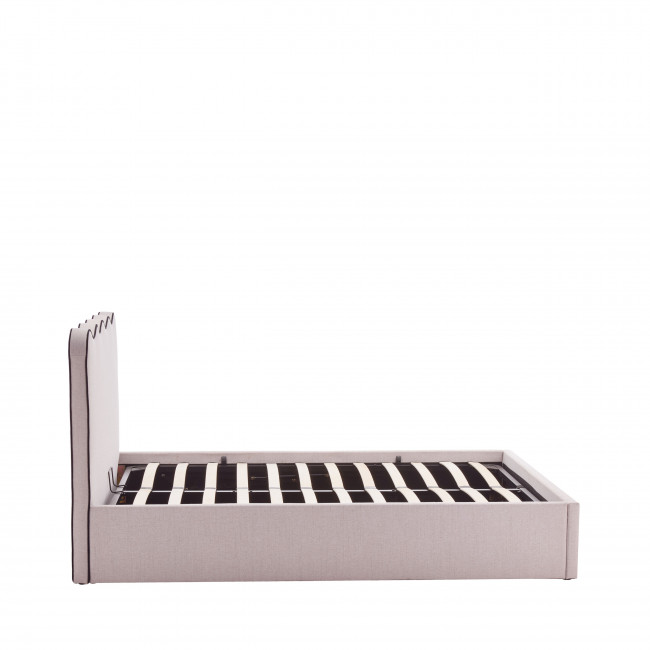 Nagoya - Lit coffre en tissu avec tête de lit ondulée 140x190cm