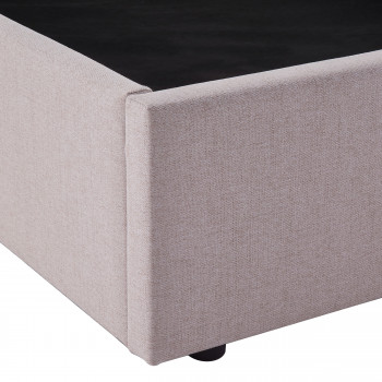 Nagoya - Lit coffre en tissu avec tête de lit ondulée 140x190cm