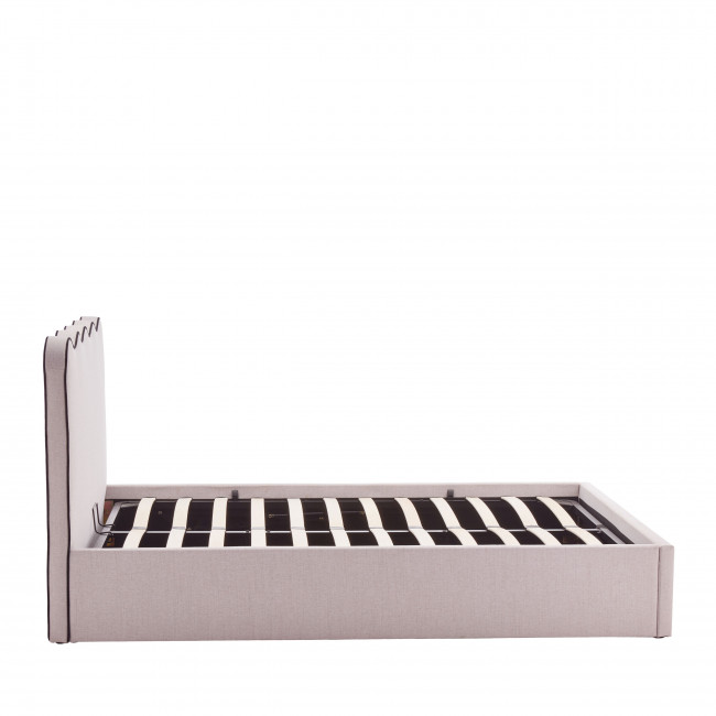 Nagoya - Lit coffre en tissu avec tête de lit ondulée 160x200cm