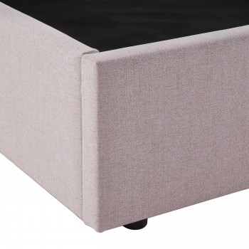 Nagoya - Lit coffre en tissu avec tête de lit ondulée 160x200cm