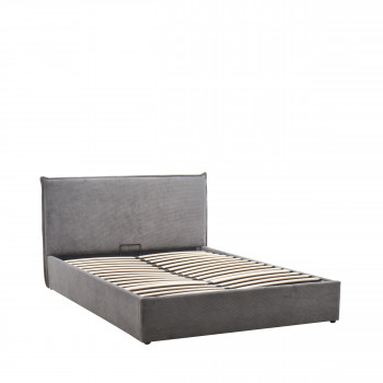 Cama - Lit coffre en velours côtelé 140x190cm