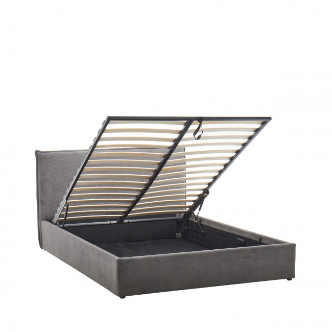 Cama - Lit coffre en velours côtelé 140x190cm