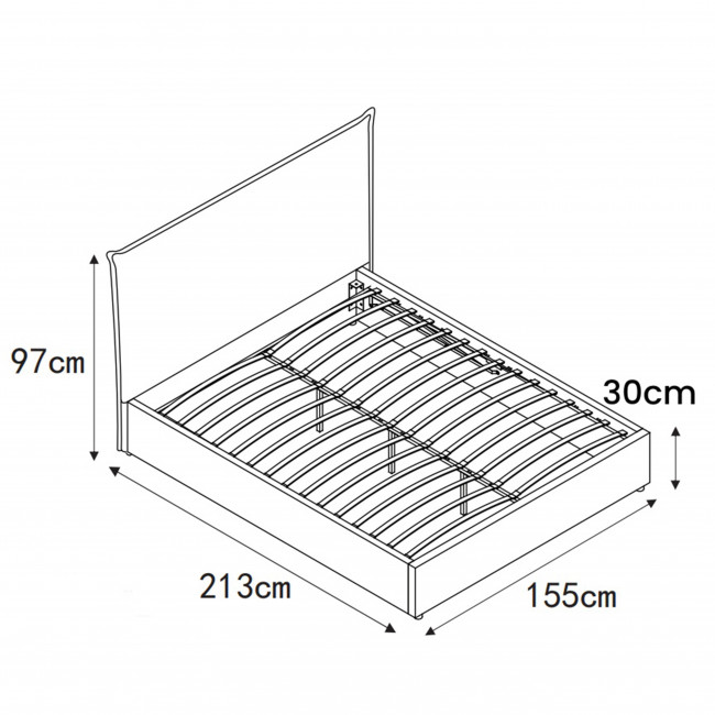 Cama - Lit coffre en velours côtelé 140x190cm