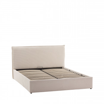Cama - Lit coffre en velours côtelé 140x190cm