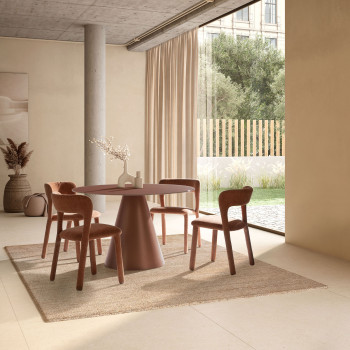 Celeste - Table à manger 4 personnes ronde en verre trempé et métal ø120cm