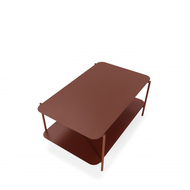 Judith - Table basse rectangulaire en métal à double plateau