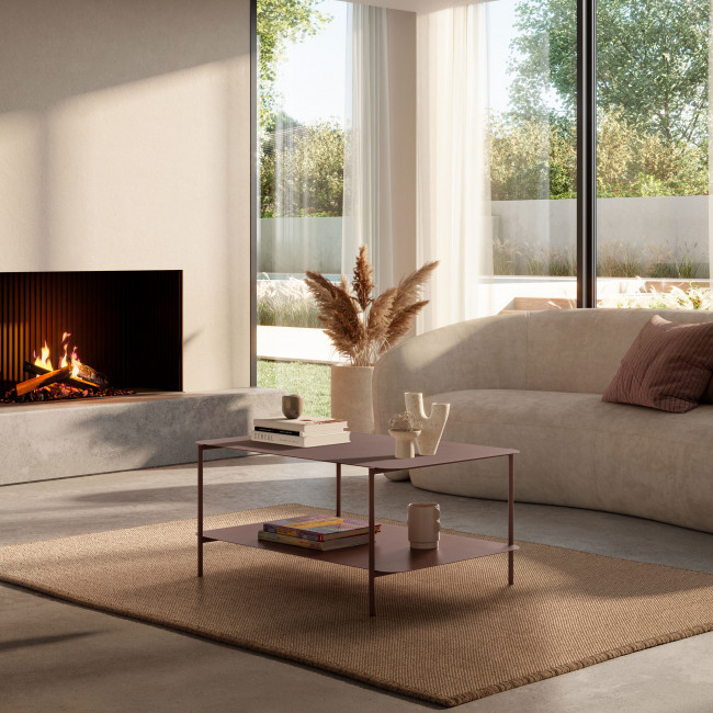 Judith - Table basse rectangulaire en métal à double plateau