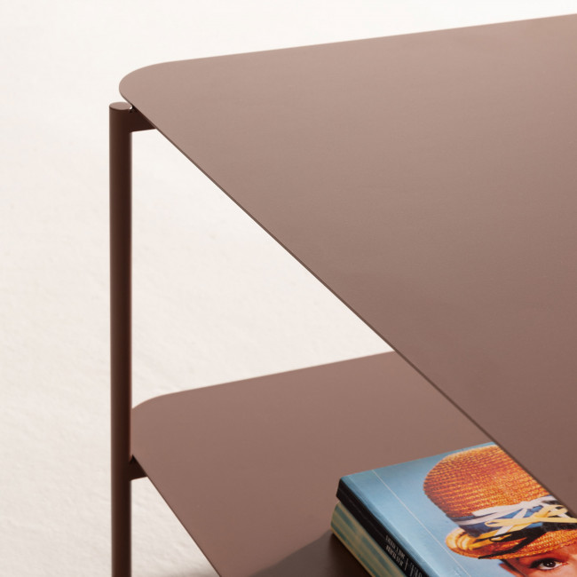 Judith - Table basse rectangulaire en métal à double plateau