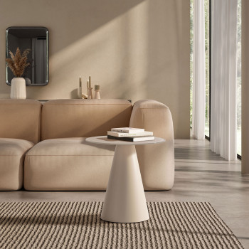 Celeste - Table d'appoint ronde en verre trempé et métal ø45cm