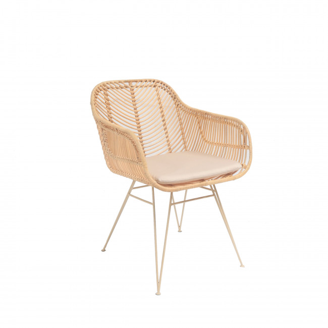 Nunuhai - Fauteuil de table en rotin pieds beiges