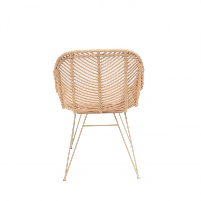 Nunuhai - Fauteuil de table en rotin pieds beiges
