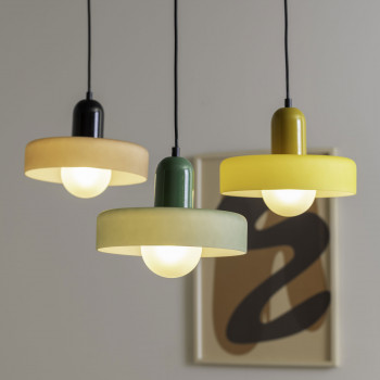 Opaco Grato - Suspension en métal avec abat-jour cylindrique