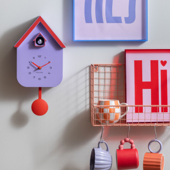 Dupla Color Cuckoo - Horloge murale en métal avec coucou