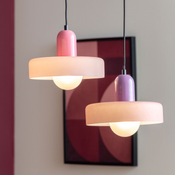 Opaco Grato - Suspension en métal avec abat-jour cylindrique