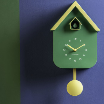 Dupla Color Cuckoo - Horloge murale en métal avec coucou