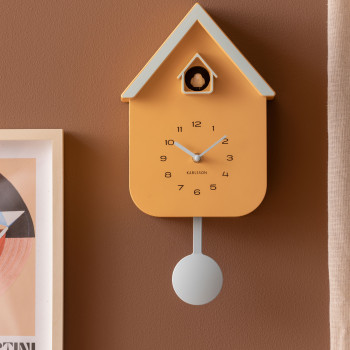 Dupla Color Cuckoo - Horloge murale en métal avec coucou