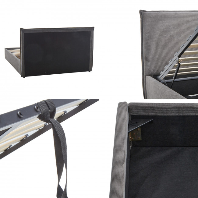 Cama - Lit coffre en velours côtelé 140x190cm