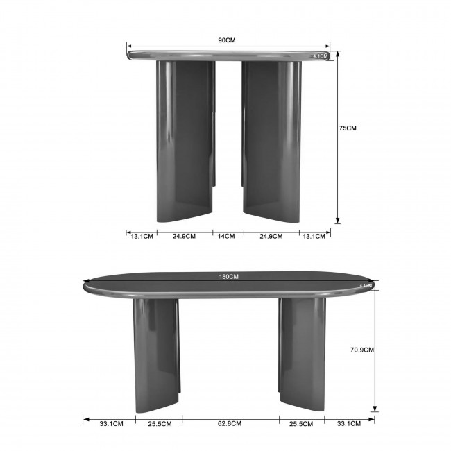 Glossi - Table à manger 8 personnes ovale en bois laqué