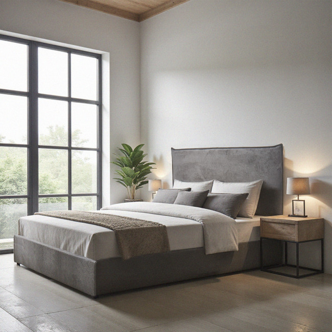 Cama - Lit coffre en velours côtelé 160x200cm